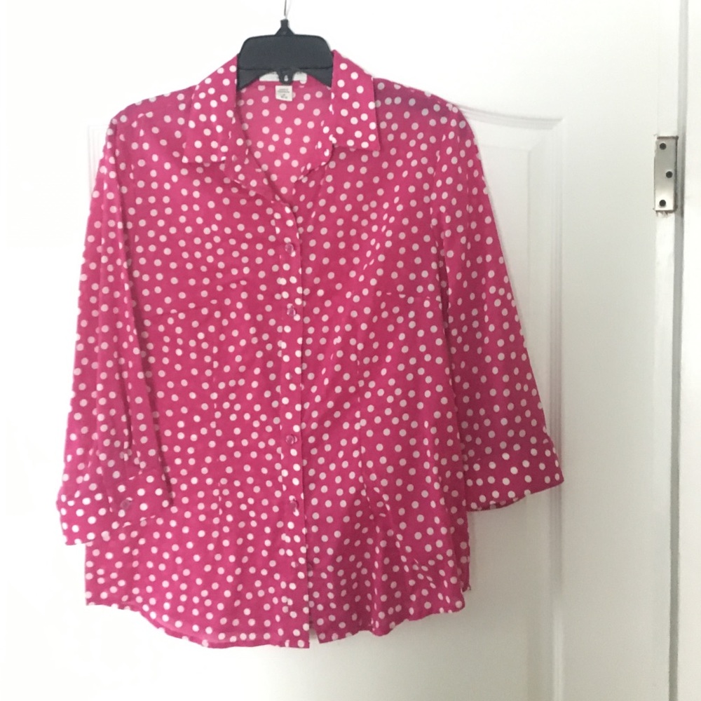 Coldwater creek pink button up shirt